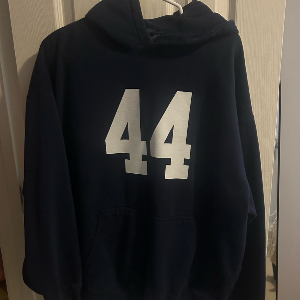 Brandy Melville Dark Blue Hoodie with White Print